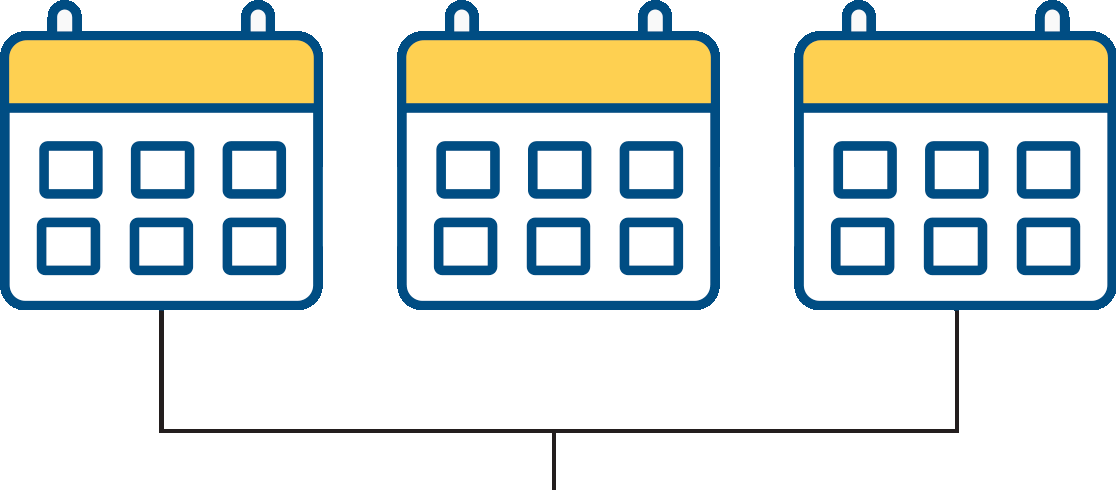 Colored icon of three calendars